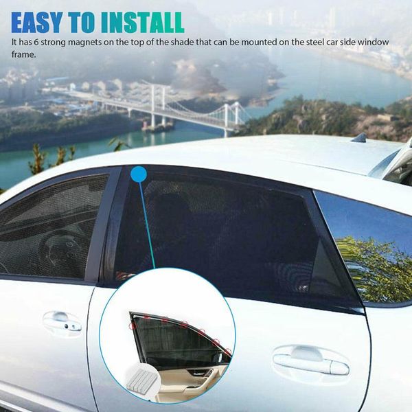 

4pcs car window sun shade cover magnetic mesh shield minivans rear side sunshade