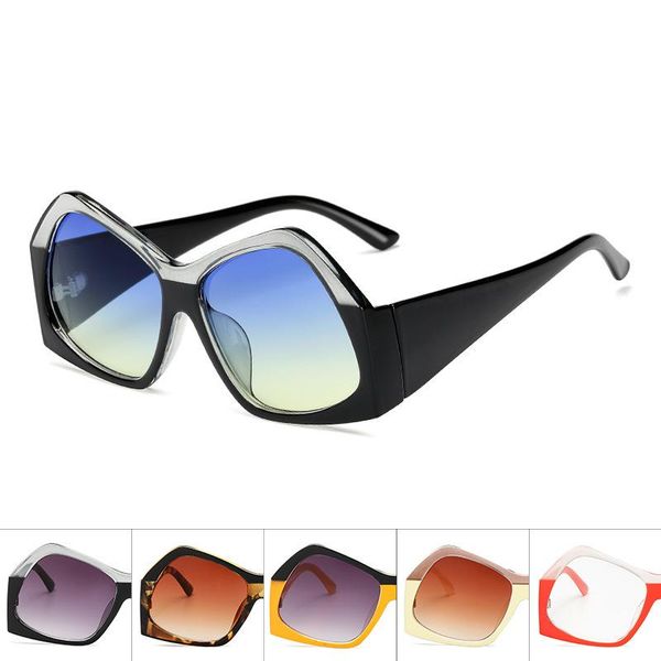 

sunglasses double color oversized women colorful sun glasses female mirror irregular gradient hip hop shades eyeglasses, White;black