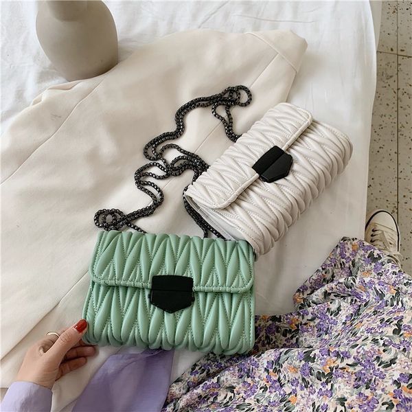 

messenger bags messenger bagstexture small french 2021 fashion net red pleated versatile chain women's one shoulder messenger bag