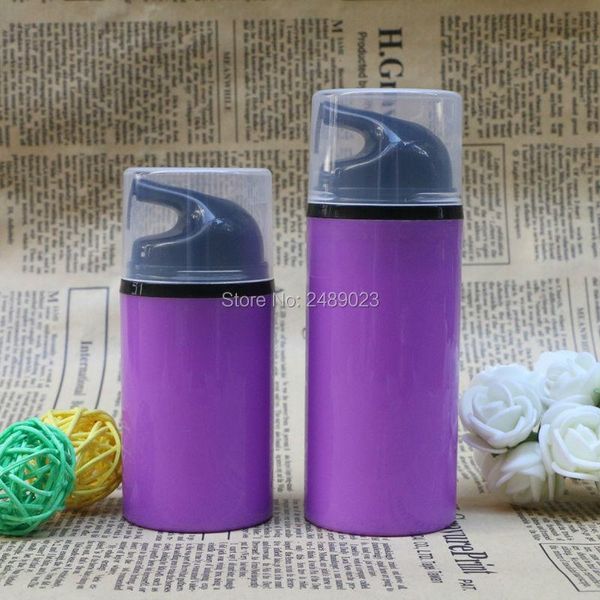 

purple airless pump bottle black head transparent cap makeup lotion serum liquid foundation empty cosmetic containers 100pcs/lot storage bot
