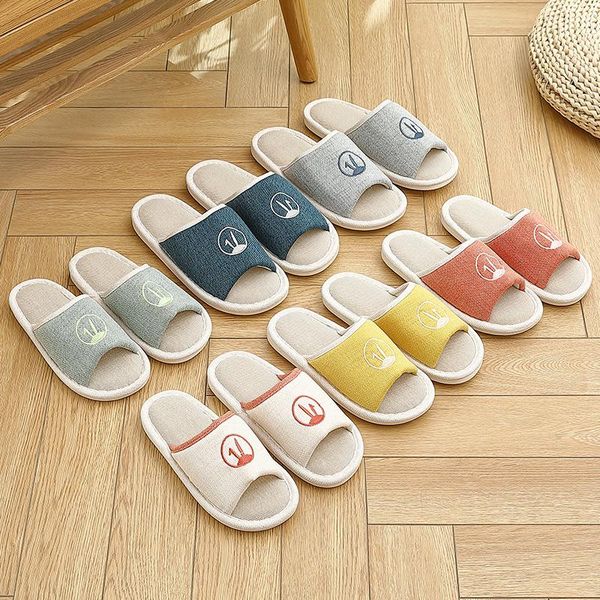 

slippers cartoon soft women casual floral indoor home spring autumn flip flops female linen slides, Black