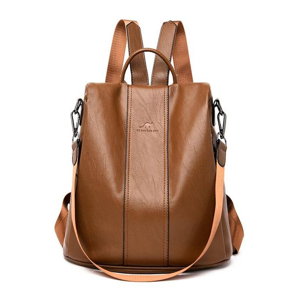 

women's leather backpack female school bag fashion casual anti-theft for girls