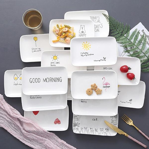 

kitchen storage & organization rectangular flamingo ceramic trays ins dessert tray breakfast plate snack fruit decorative home organizer
