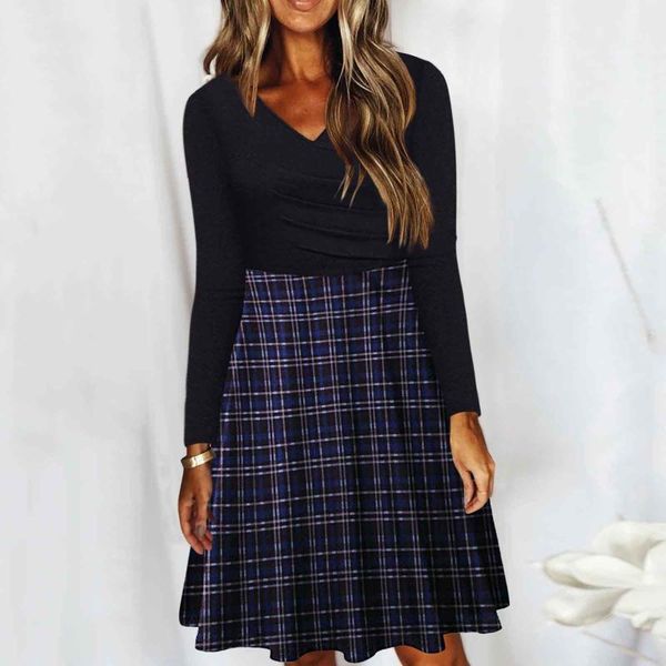 

casual dresses women black mini dress autumn printed long-sleeved low-cut vestido elegante mujer, Black;gray