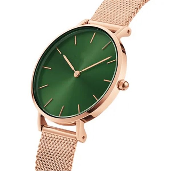 

luxury d-watches green face women rose gold watch 32mm woman quartz dress girl elegant female clock womens orologio, Slivery;brown