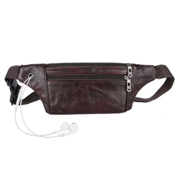

genuine leather men belt pouch fanny pack waist purse clutch bag cashier