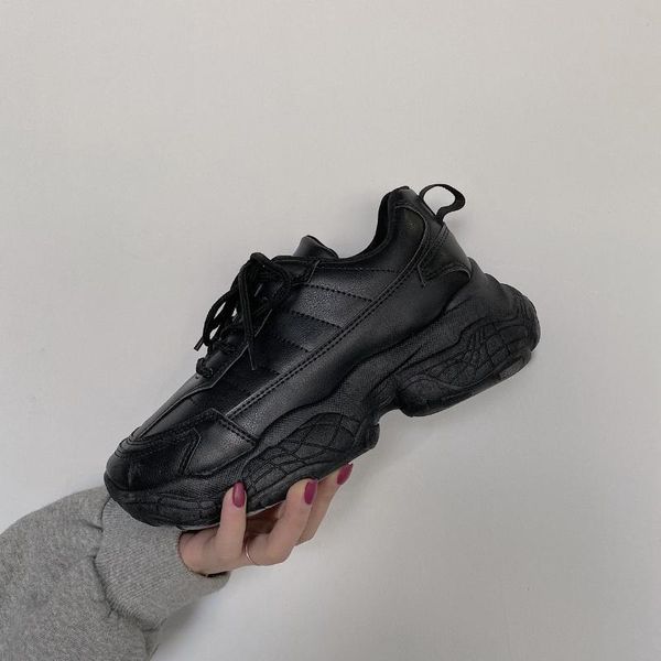 

boots winter platform women's shoes chunky sole sneakers height increasing women thick woman dad footwear, Black