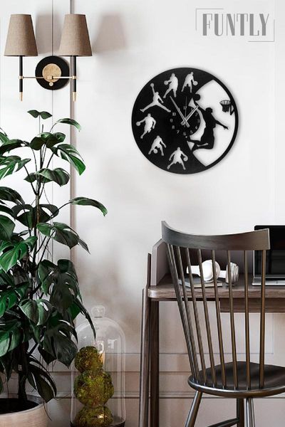 

wall clocks wood black clock decorative stylish basketball content slam living room