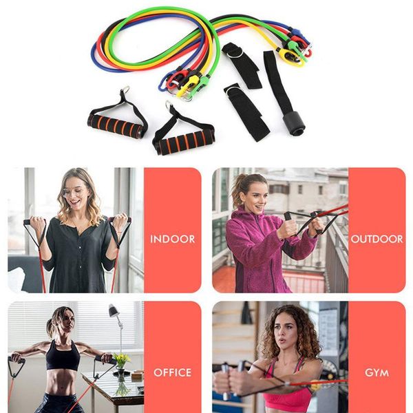 

pieces of exercise resistance belt with handle stretch fitness home set includes 5 stackable belts, etc accessories