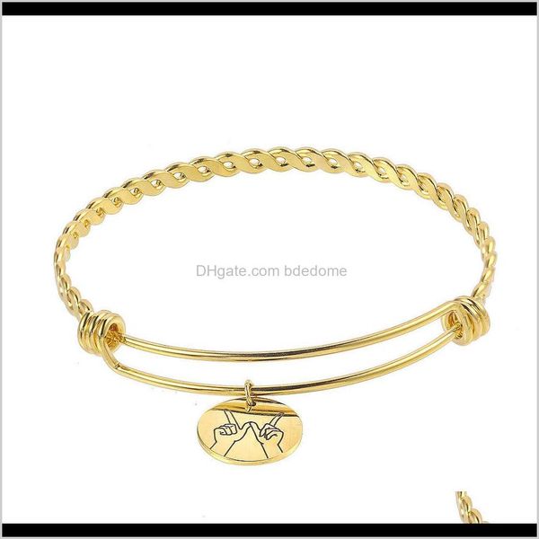 

other bracelets jewelry drop delivery 2021 adjustable 18k gold twist braid womens bracelet custom pattern letter round brand titanium steel, Golden;silver
