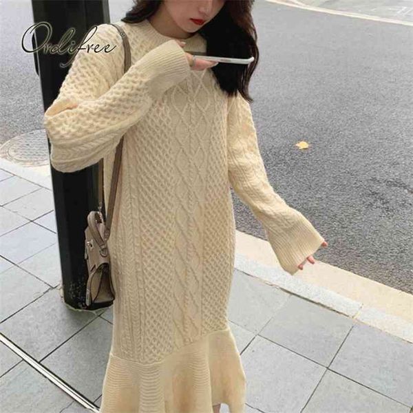 

autumn winter elegant women party maxi knitted dress long sleeve sweater casual mermaid 210513, Black;gray