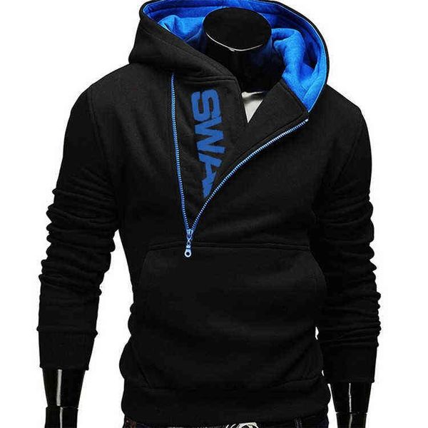 

men's side zipper color contrast large size hoodie, Black;brown