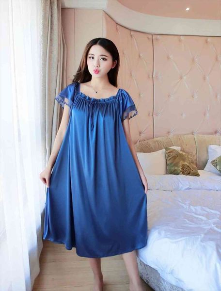

summer plus size 5xl womens sleepwears silk nightgowns casual chemise nightie nightwear lingerie nightdress sleepwear dress, Black;red