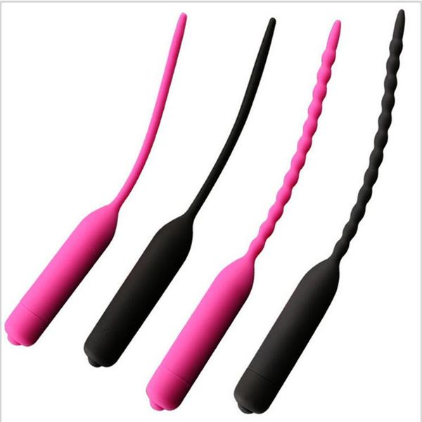 Massaggio Silicone Eiaculazione Ritardo Giocattolo Masturbazione maschile Stimolo uretrale Vibratore Spina del pene Perline uretrali Dilatatori Sesso gay Giocattolo per adulti