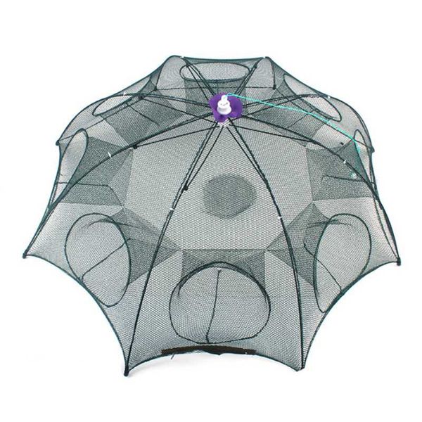 

foldable 8 hole folded fish net portable automatic fishing shrimp trap suitable for outdoor camping accessories