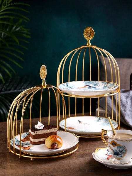

creative metal cake stand single layer/double layer fruit plate home dessert ceramic living room table decoration other bakeware