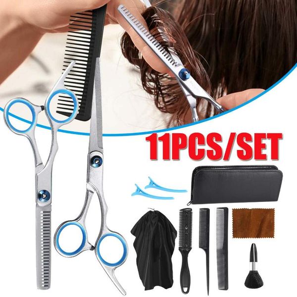 

hair scissors 11pcs hairdressing kit professional cutting tool tail comb cape diy