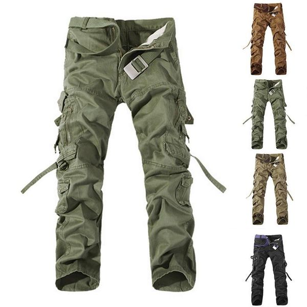 

men's pants men cargo trousers running sport large size casual with multi pockets mens military plus size29-40, Black