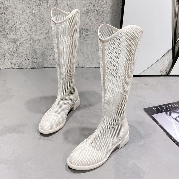 

boots net women spring summer red female wild hollow high tube cool long roman sandals 2zkg, Black