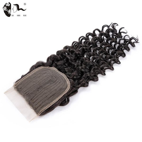 

human ponytails u-type lace closure blend hair for black women 130%brazilian deep body kinky curly 18inch middle part