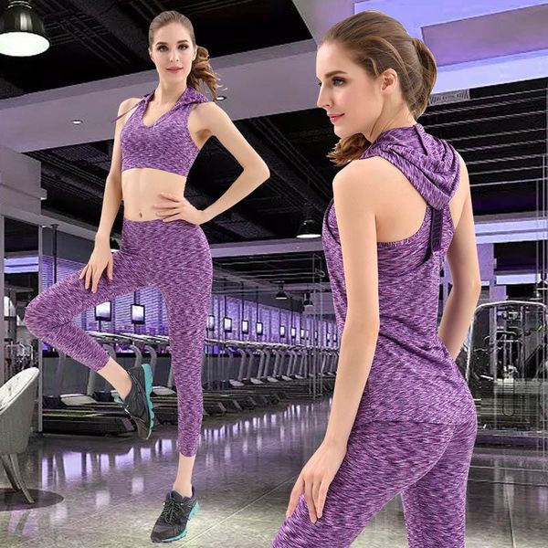 

yoga outfits women's sportswear gym set running outdoor sports women workout leggings bra and crop 3 piece suit fitness wear, White;red