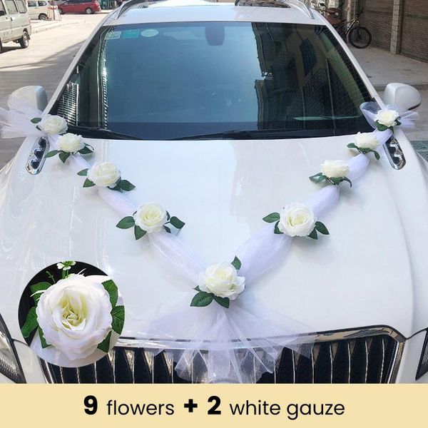 

decorative flowers & wreaths diy white rose artificial flower for wedding car decoration bridal decorations door handle ribbons silk supplie