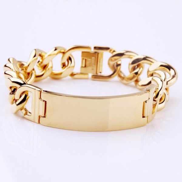 

other bracelets stainless steel id highly polishing bracelet gold color for men, Golden;silver