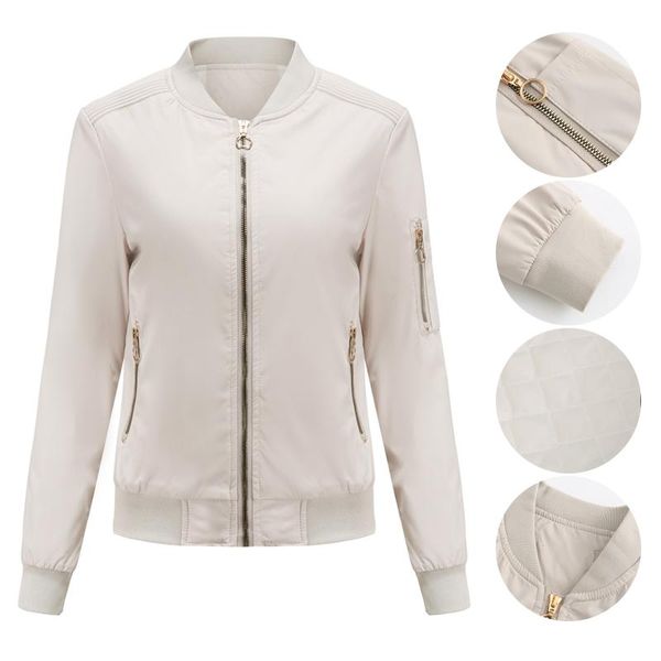 

women's jackets 2021 autumn women's long sleece zipper jacket baseball coat women casual solid color femme outwear #t3g, Black;brown