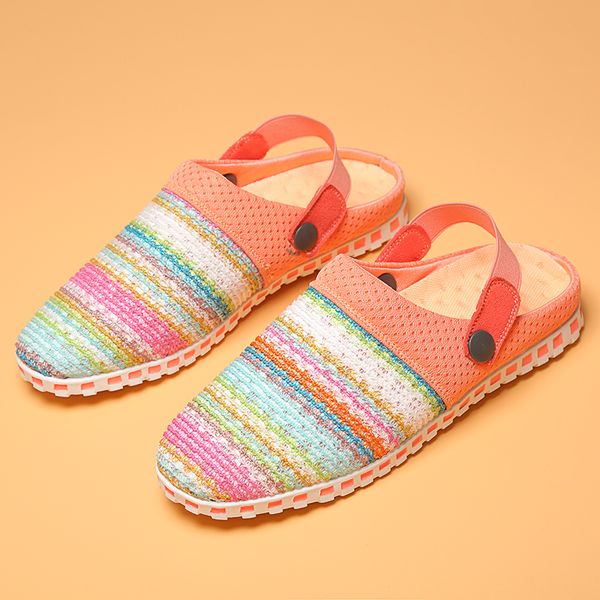 

2021 rainbow womens sandals summer soft eva slip on women flat sandals couple breathable women beach shoes rasteirinha feminina, Black