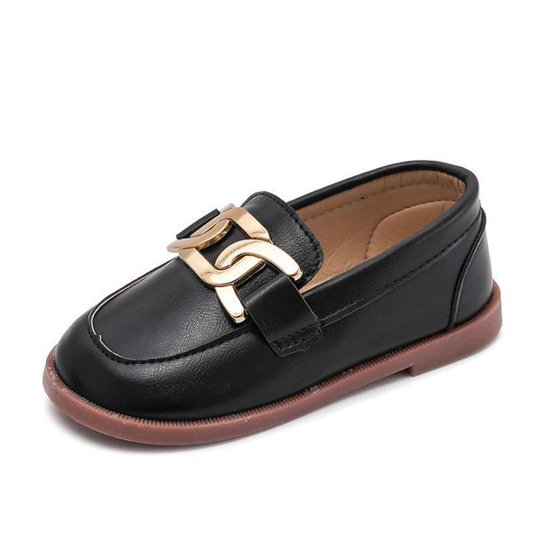 

kids casual shoes for boys girls children sneakers leather flats loafers metal chains fashion classic soft slip-on party athletic & outdoor, Black