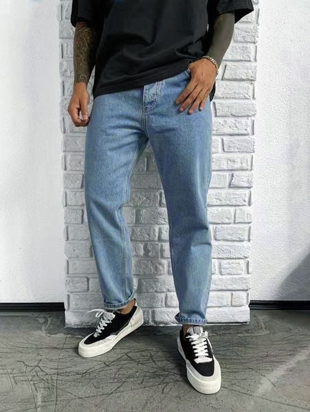 

men solid washed carrot jeans h5di#, Blue