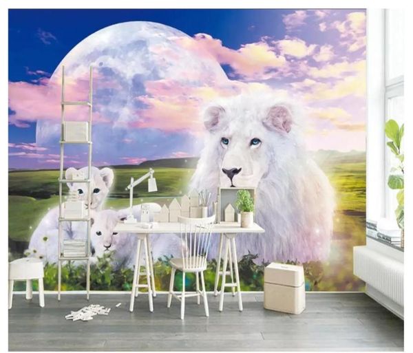 Sfondi Personalizzati Po Carta Da Parati 3d Per Pareti 3 D Sogno Semplice Lion Prairie Child Room Sfondo Carte Da Parati Living Decor