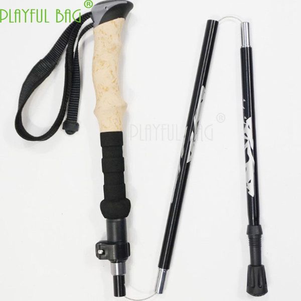

trekking poles outdoor activities amateur neutral fold pole rod 7075 aluminum alloy mountaineering cane five folding steel balls locking zk1