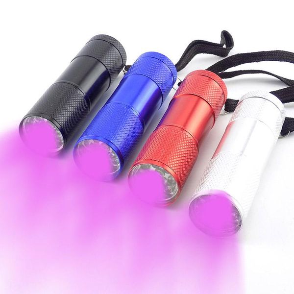 

flashlights torches mini 9 led uv purple color backlight ultra violet flash torch light lamp linterna money detection lighting