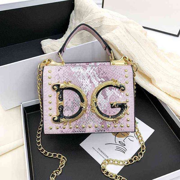 

2021 popular shoulder menger bag small square letter versatile snake pattern handbag fashion