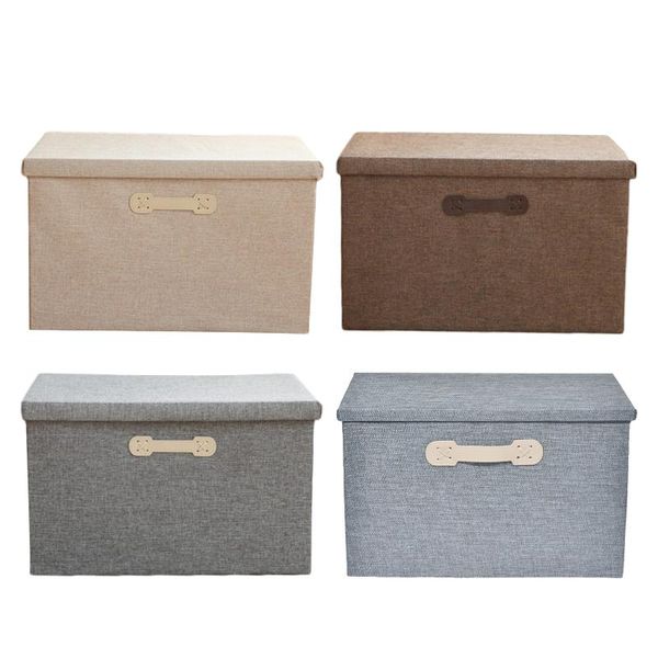 

storage bags cotton linen fabric folding cd boxes foldable bins toys organizer with lids basket laundry