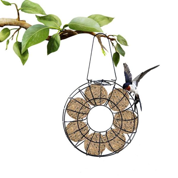 

bird cages feeder round automatic hanging wild seed fat ball garden feeding station for seed, nuts, balls