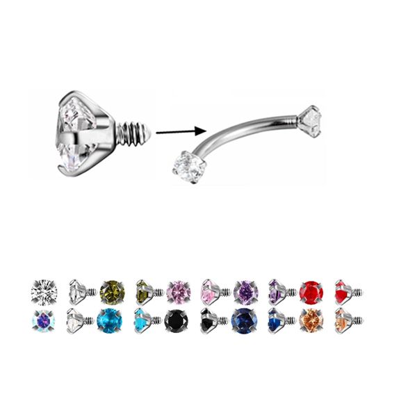 

2pcs steel cz 16g curved banana piercing bijoux lip helix rings jewelry eyebrow ring tragus helix rook earring piercings, Silver