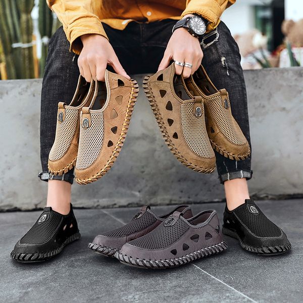 

new mens casual shoes summer mens shoes man breathable sandals mesh sandals outdoor men flat sneakers comfortable loafers 38-46