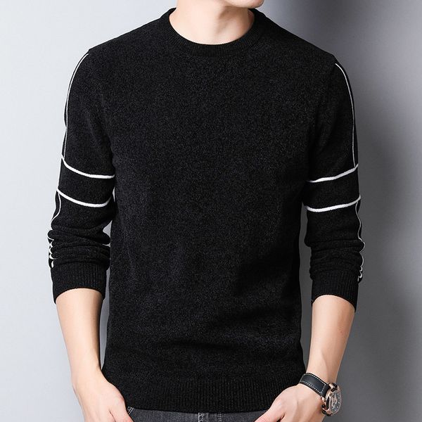 

hoodie models from europe and america crew o neck sweater padded knit pullover slim men's clothes, Black