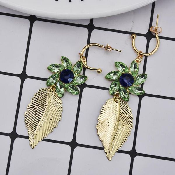 

dangle & chandelier leaf pendant earrings women rhinestone color wild trend accessories european american trends jewerly, Silver