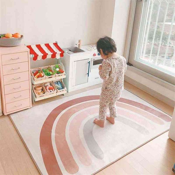 

rainbow play mat baby crawling carpet floor rug pgraphic props children tents blanket bedroom living room decoratioin 210402