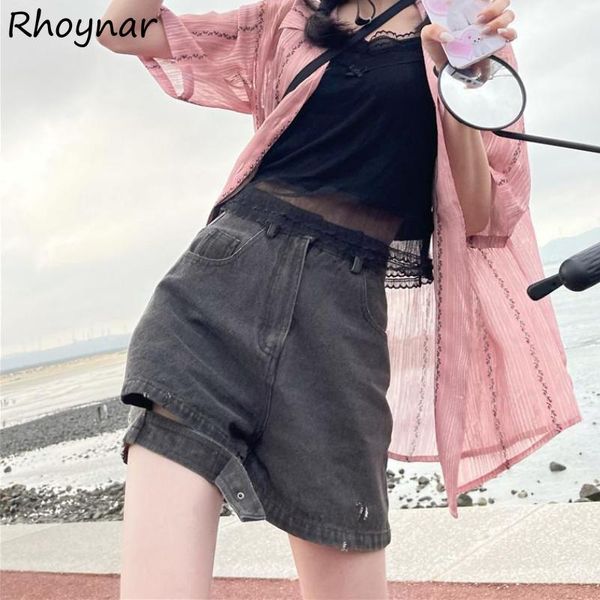 

women's shorts women casual solid high waist all-match neutral streetwear vintage basic simple fashion summer ulzzang pockets denim sof, White;black