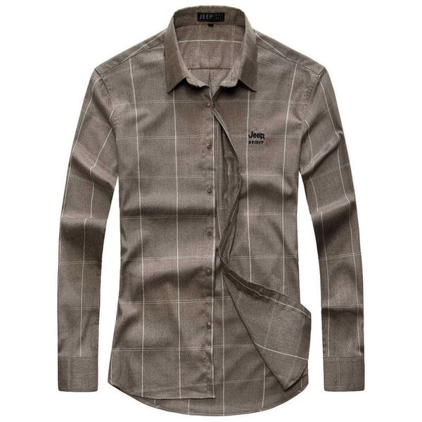 

jp long sleeve middle aged casual plaid shirt men's all cotton, Black