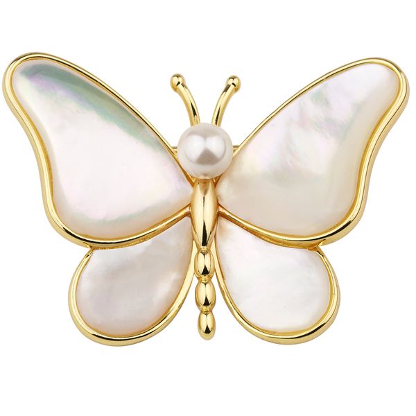 

rainbow gradient shell pins brooches white shell pearl gold brooch, Gray