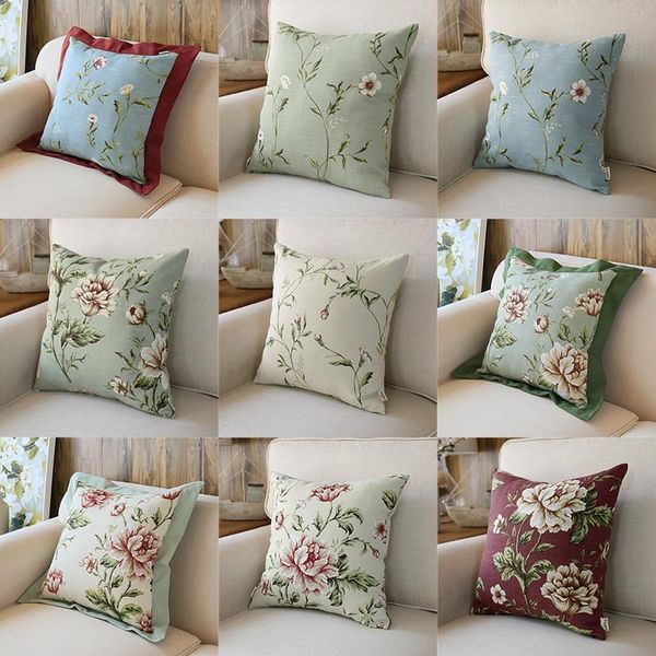 

cushion/decorative pillow 30x40/40x40/45x45/50x50/55x55cm pastrol floral cushion cover sofa flowers leaves throw pillowcase lumbar backrest