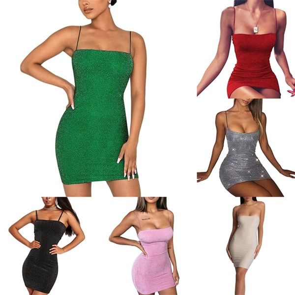 

women dress summer solid color nightclub sheath mini evening strap sleeveless club wear tight bodycon clothing 210522, Black;gray