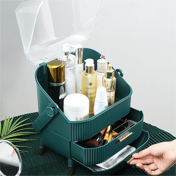 

women bathroom cosmetics storage box waterproof and dustproof large makeup organizer skin care jewelry drawer boxes & bins
