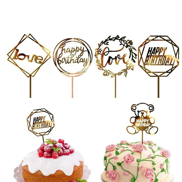 

other event & party supplies 10pcs acrylic hand writing happy birthday cake er dessert decoration