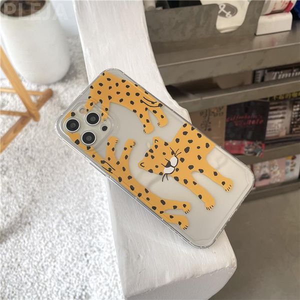 

cell phone pouches fashion cute leopards animal clear case for 12 mini 11 pro max 7 8 plus x xr xs se 2021 cases soft frame cover